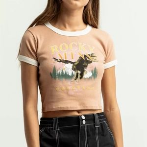 FULL TILT Rocky Mountains Womens Ringer Tee Size XXL